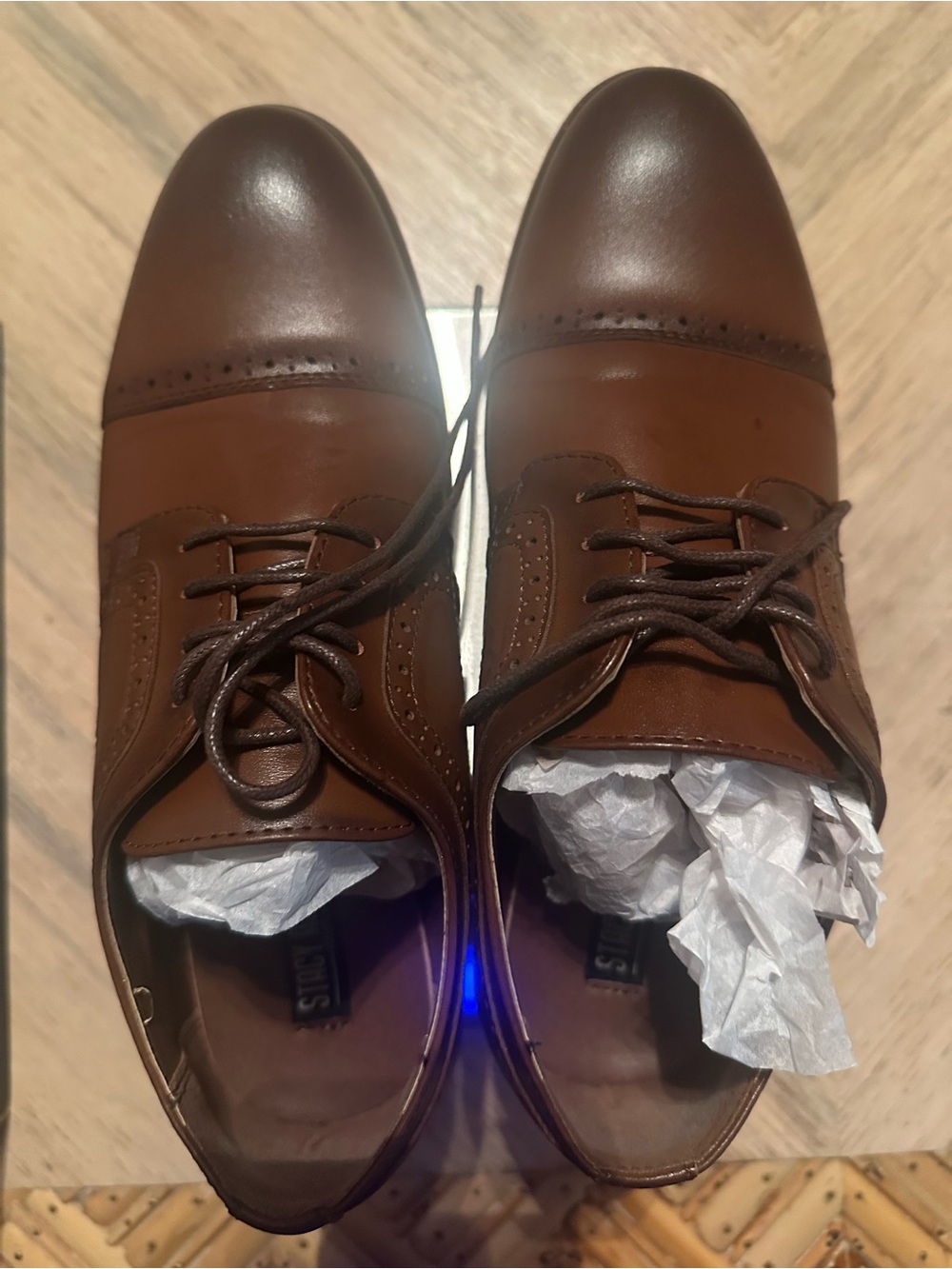 Stacy Adams Boys Dickinson Cognac Captoe Oxford Dress Shoes